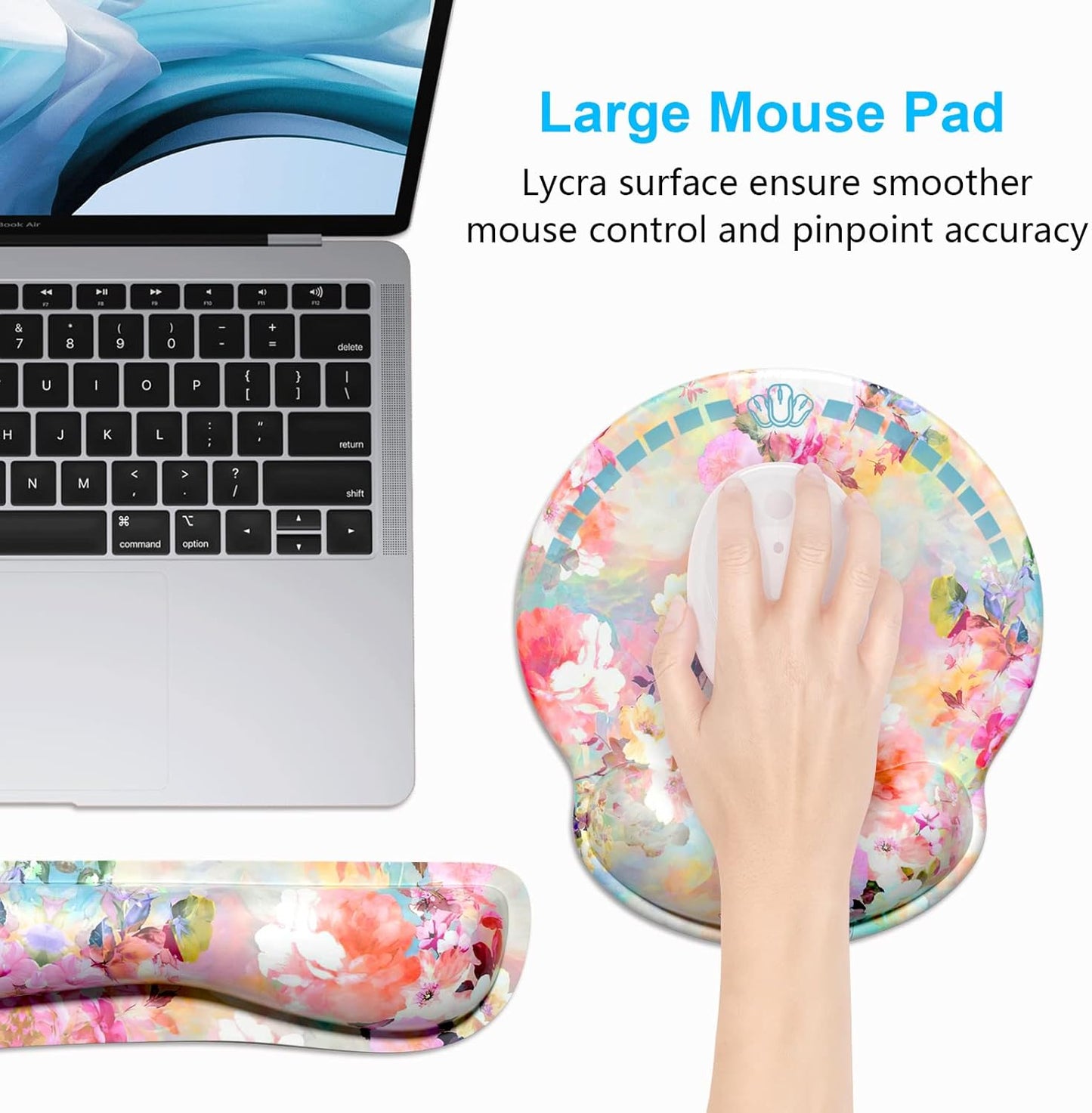 Dapesuom Keyboard Wrist Rest and Mouse Pad with Wrist Support, Cute Memory Foam Cushion for Keyboard and Mouse Set, Ergonomic Desktop Pad Rests with Non Slip Base for Easy Typing & Pain Relief, Pink