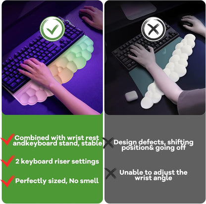 Ergonomic Wrist Rest for Keyboard and Mouse, Soft Memory Foam Cloud Keyboard Stand Pad with Wrist Rest Set, Easy Typing, Pain Relief, Comfort for Office, Work, Gaming - White