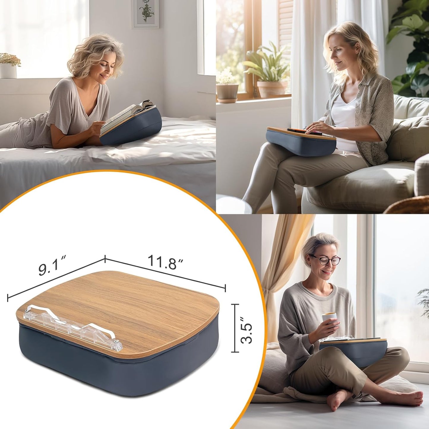 ERGONOV Lap Beanbag Book Stand for Hands Free Reading Comfortable Reading Pillow Stand Minimize Neck Strain Perfect Idea for Book Lovers in Dorm Room or Anywhere Else with Bookseat(Gray)