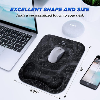 Gimars Elongate Smooth Lycra Fabric Ergonomic Mouse Pad Wrist Support, Gel Memory Foam Cushion Set Keyboard Wrist Rest Support, Pain Relieve for Computer, Laptop, Office, School, Home, Gaming, Black