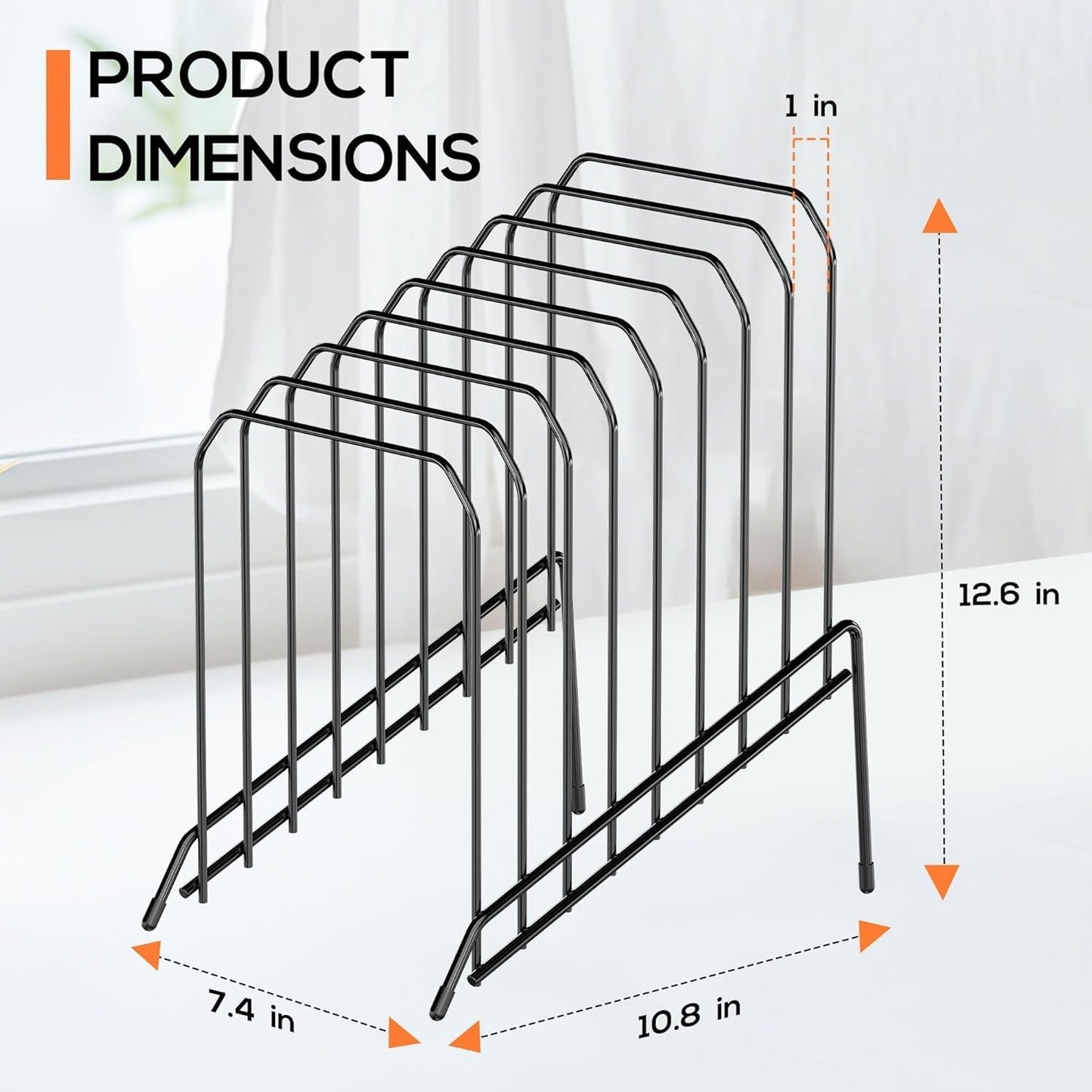 MINDEPOT Incline Sorter Desk File Organizer, Metal Desk Magazine Folder Holder with 8-Section Vertical Compartments Rack File Organizer for Office, Home, School