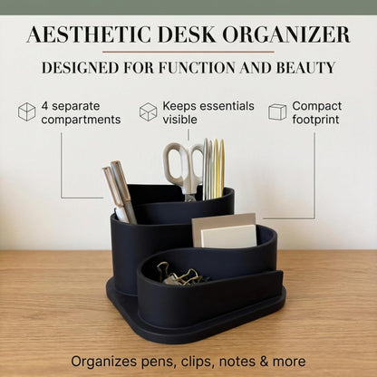 OAKOA Aesthetic Desk Organizer - Aesthetic Office Desk Accessories - Boho Pen Holder - Neutral Beige Desk Accessories - Home Office Essentials for Women - Cute Pencil Holder