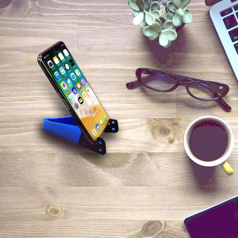 3 Pack Portable Cell Phone Stand for Desk, 【Upgraded Material】 Universal Pocket-Sized Foldable Small Mobile Phone Holder, V Smartphone Kickstand Mount Compatible with iPhone IPads Kindle Android-Black