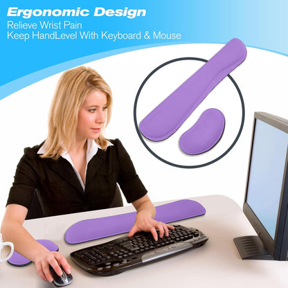 Keyboard Wrist Rest and Mouse Wrist Rest Set - Ergonomic Memory Foam Wrist Cushion - for Wrist Support on Computer, Laptop, Office, Playing Games, Typing Relieves Wrist Pain Black