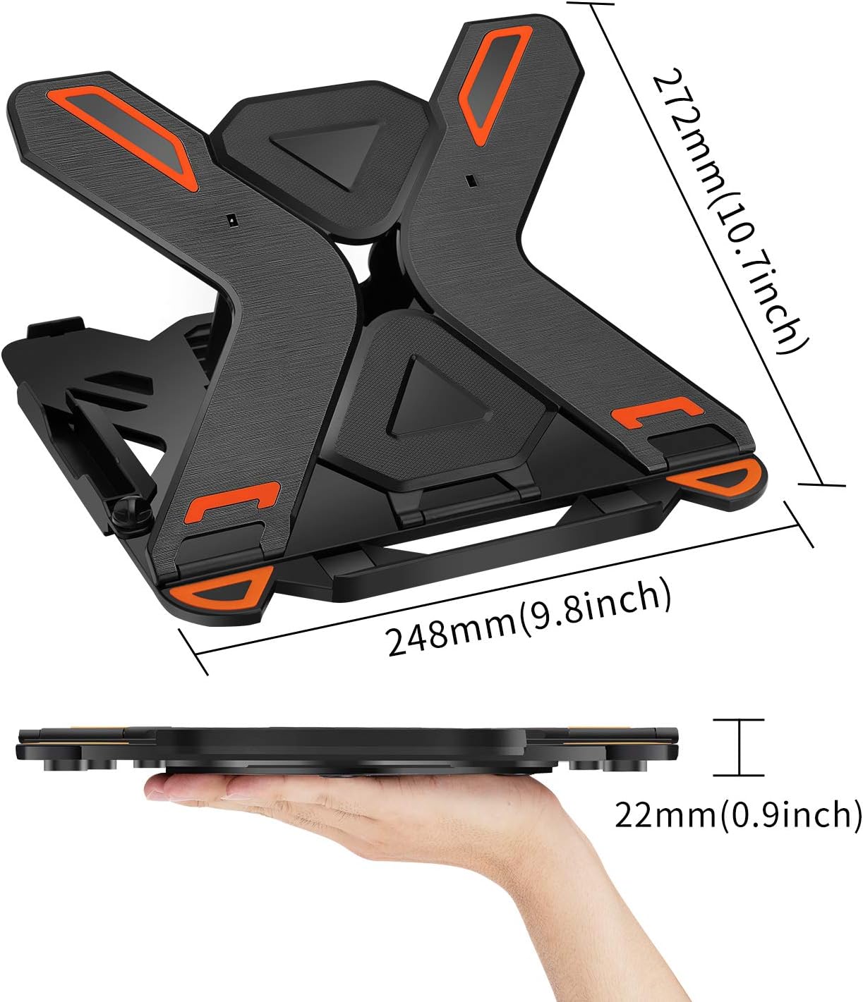 Ergonomic Adjustable Laptop Stand for Desk with Phone Holder & 360° Rotation - Foldable Portable Stand for 10-17" Laptops, MacBook Pro 16", Gaming Laptops, Tablets | Heavy-Duty & Ventilated Design