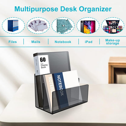 Boloyo Acrylic File Holder,1PC 2 Sections Clear File Organizer Mail Letter Sorter Desktop Folder Holder for Home Office School Envelope Bill Filling Paper Document