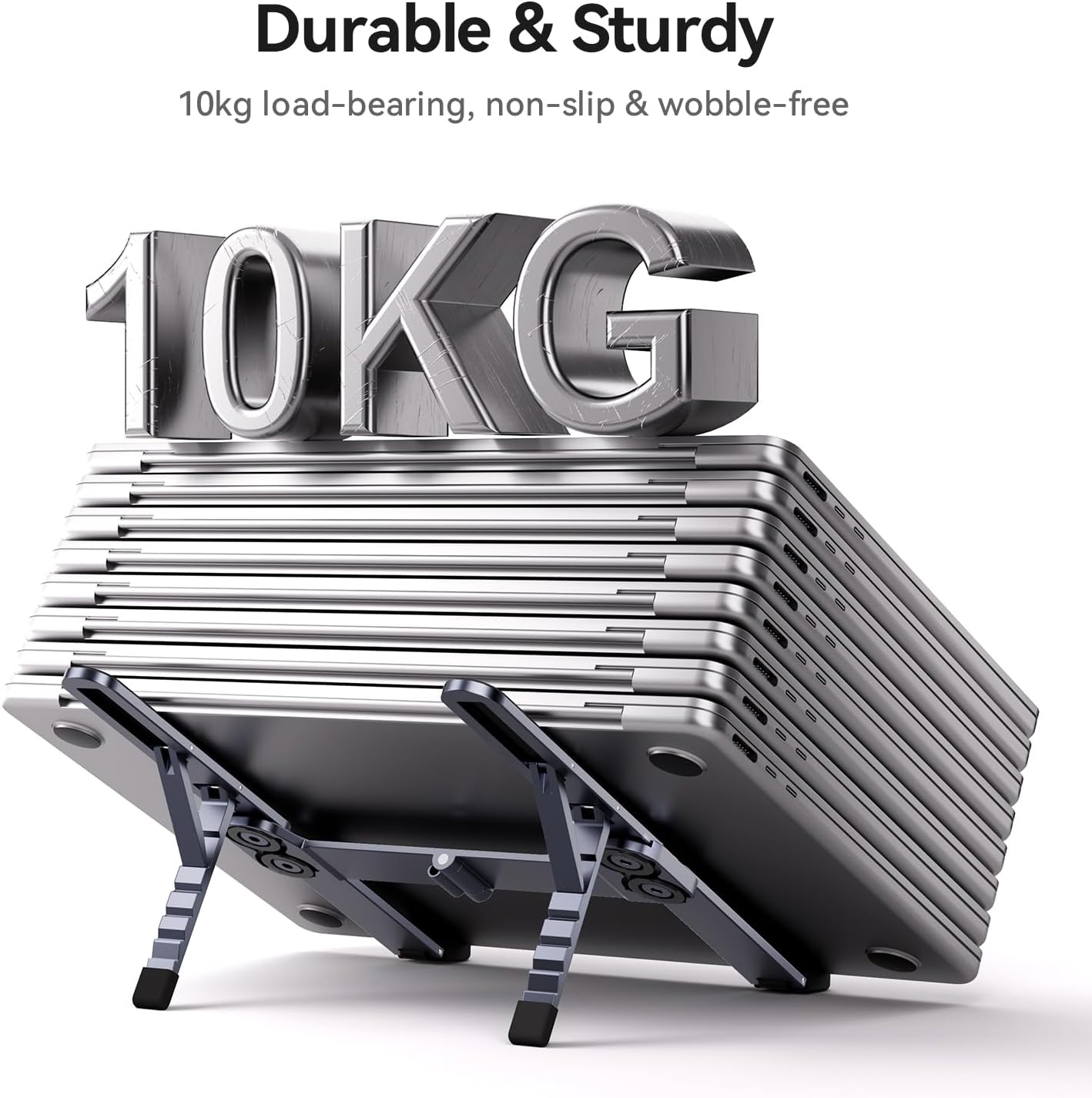 ICE COOREL Portable Laptop Stand, Foldable Laptop Riser for Desk, 6-Level Adjustable Ergonomic Computer Stand, Premium Aluminum Alloy Notebook Holder Compatible with 10-17 Inch Laptops & Tablets
