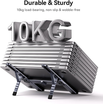 ICE COOREL Portable Laptop Stand, Foldable Laptop Riser for Desk, 6-Level Adjustable Ergonomic Computer Stand, Premium Aluminum Alloy Notebook Holder Compatible with 10-17 Inch Laptops & Tablets