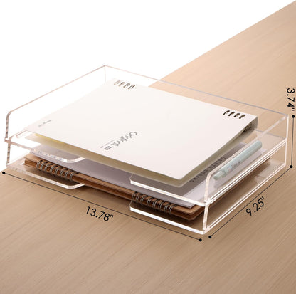 SANRUI Paper Organizer for Desk,Acrylic Stackable Letter Tray, Clear Desk Organizer, Paper Sorter for Office,Home or School,2-Pack