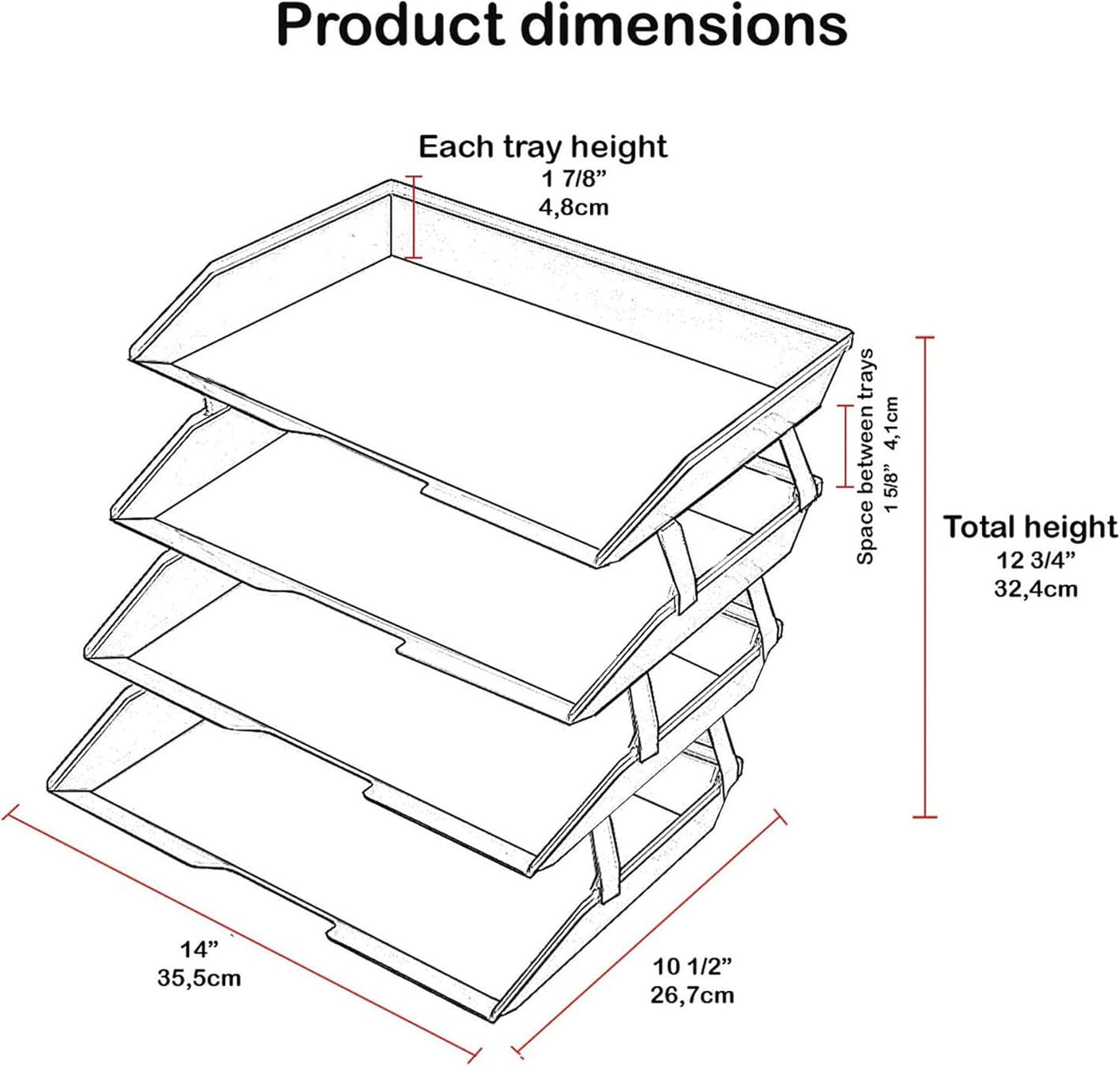 Acrimet 3 Tier Paper Letter Tray Side Load Letter Size, Office Desk File Document Organizer Plastic (Clear Crystal Color)
