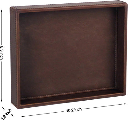 Vixdonos Valet Tray Nightstand Organizer Leather Catchall Tray for Perfume,Jewelry,Key and Remote on Counter or Dresser(Black)