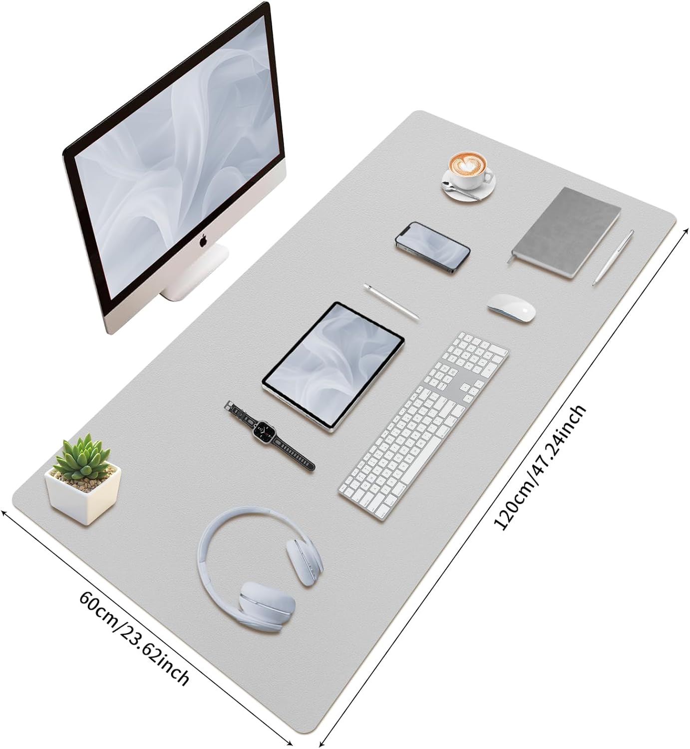 Bloss Leather Desk Pad and Keyboard Wrist Rest, Large Mouse Pad + Keyboard Pad+Mouse Wrist Support, Non-Slip Desk Mat Protector for Office, Home(31.5×15.7 Inches,Beige)