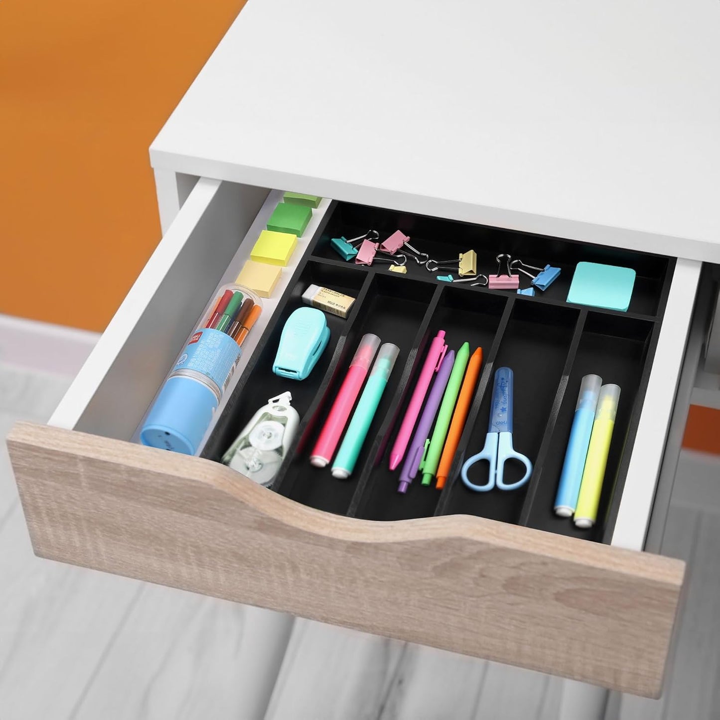 Expandable Bamboo Kitchen Drawer Organizer for Cutlery and Utensils, Adjustable Bamboo Wood Cutlery Tray in Drawer for Flatware and Silverware in Kitchen, (Natural)