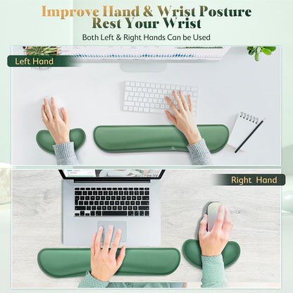 Gimars Upgrade Enlarge Silky and Superfine Fabric Gel Memory Foam Keyboard Wrist Rest Set, Ergonomic Keyboard Mouse Wrist Support for Typing Pain Relief, Comfort for Office, Gaming, Computer