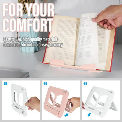 Portable Book Stand Book Holder Book Rest for Kids Reading Hands Free Cookbook Holder Textbook Stands Music Stand Lightweight Waterproof Book Stand Gifts School Supplies (Purple 11.82" *8.26")