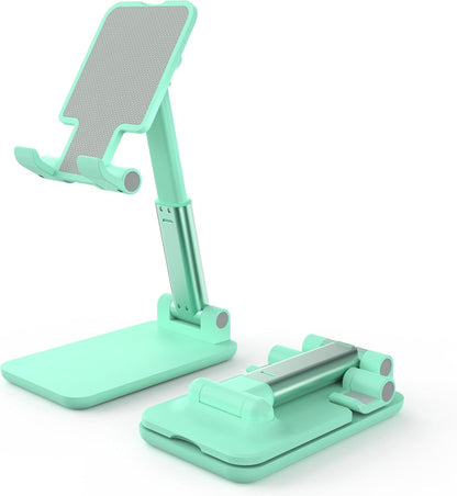 Cell Phone Stand, Adjustable Angle and Height Cell Phone Holder for Desk, Foldable and Portable, Anti-Slip Silicone Pad, Compatible with All Mobile Phones and 4-8 Inch Devices, Pink