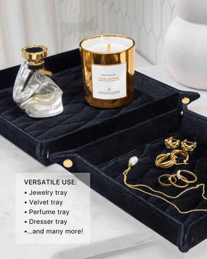 Benevolence LA Perfume & Jewelry Trays for Dresser, Set of 2 | Vanity Valet Organizer, Catch-All Tray for Makeup & Accessories | Decorative Desk & Dressing Table Organizer – Dusty Pink