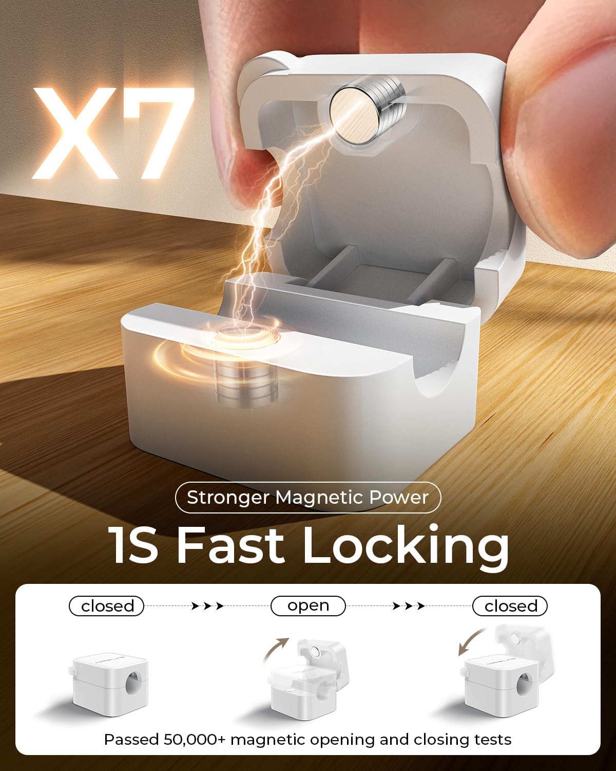 10Pack 2026 Upgraded Cord Organizer Magnetic Cable Clips [1s Lock] MRGLAS Cable Holder Office Desk Accessories with 4 Extra Strong Adhesive Pads, Wire Keeper for Nightstand Desktop Wall Car