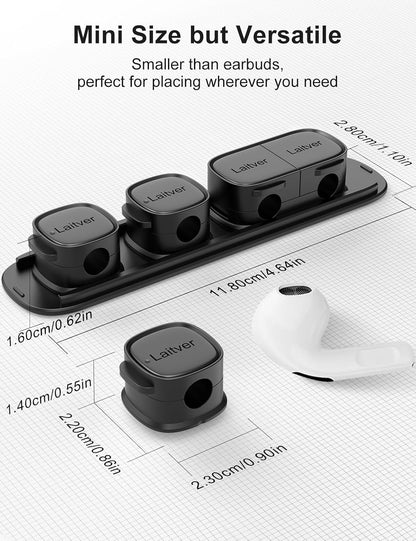6 Pack Magnetic Cable Clips [1s Open/Lock], Laitver Cord Organizer Holder Strong Adhesive Desk Cable Management- Organize Charging Cords Neatly for Home, Office, Car,Desk, Nightstand