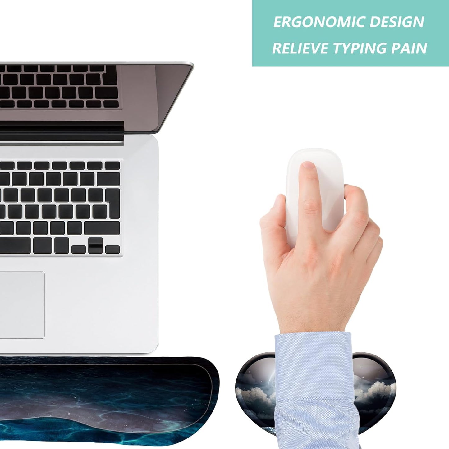 Keyboard Wrist Rest Mouse Wrist Support Set, Memory Foam Wrist Rest Pad for Computer Laptop Keyboard Mouse, Ergonomic Wrist Cushion Support for Typing Pain Relief, Gaming Home Office, Purple