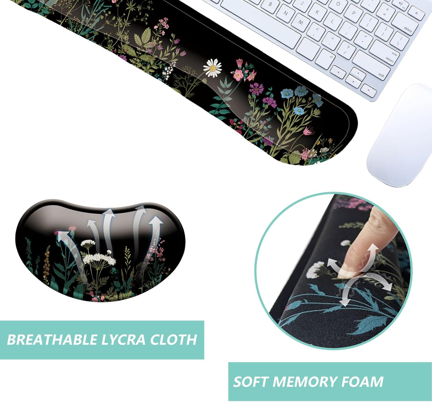 Keyboard Wrist Rest Mouse Wrist Support Set, Memory Foam Wrist Rest Pad for Computer Laptop Keyboard Mouse, Ergonomic Wrist Cushion Support for Typing Pain Relief, Gaming Home Office, Purple
