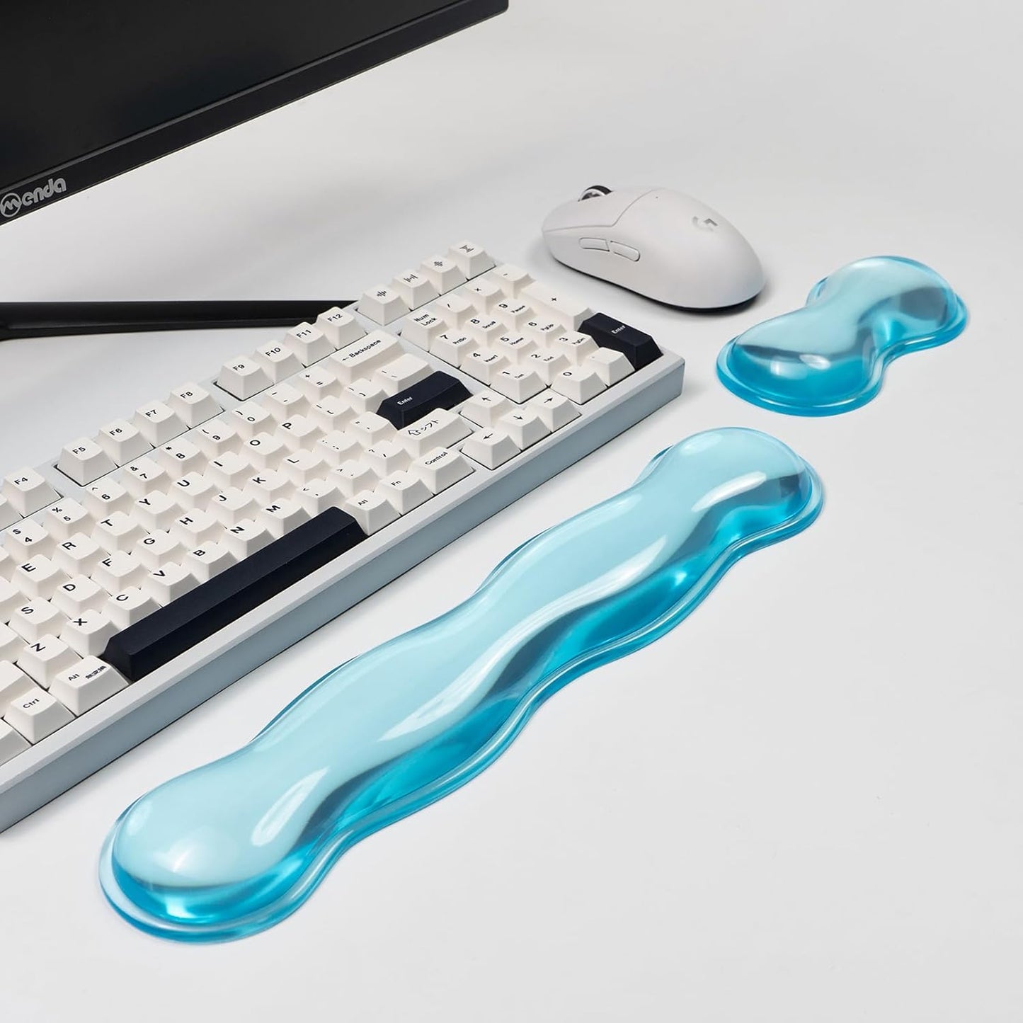 Clear Gel Wrist Rest for Keyboard and Mouse, Green Silicone Mouse Wrist Rest Set, Cute Ergonomic Wrist Rest for Keyboard 60%/75%(Green)
