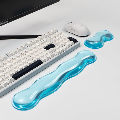 Clear Gel Wrist Rest for Keyboard and Mouse, Green Silicone Mouse Wrist Rest Set, Cute Ergonomic Wrist Rest for Keyboard 60%/75%(Green)