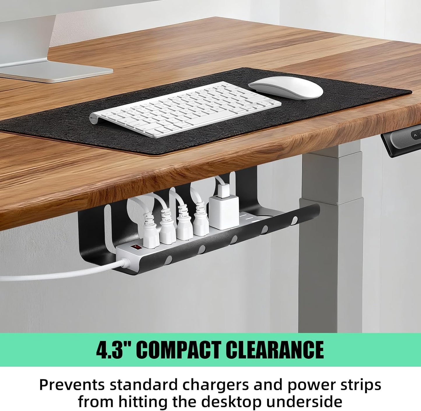 Under Desk Cable Management, 2 Pack 17" Cable Tray Organizer, No Drill or Screw Mount, Standing Desk Cable Management, Cord Organizer, White