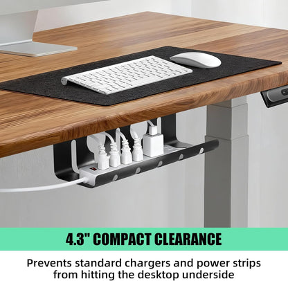 Under Desk Cable Management, 2 Pack 17" Cable Tray Organizer, No Drill or Screw Mount, Standing Desk Cable Management, Cord Organizer, White