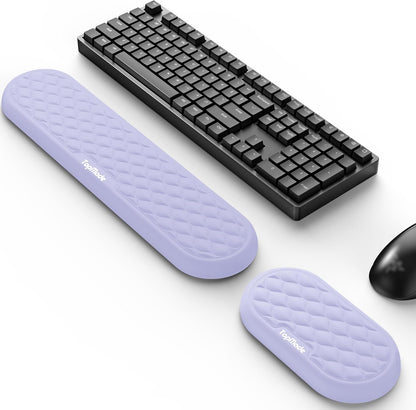 TopMade Upgraded Wider Wrist Rest Set, Soft Memory Foam Keyboard Hand Rest Pad, Computer Ergonomic Keyboard Mouse Wrist Support for Typing Pain Relief, Comfort for Office, Gaming, Study, Black