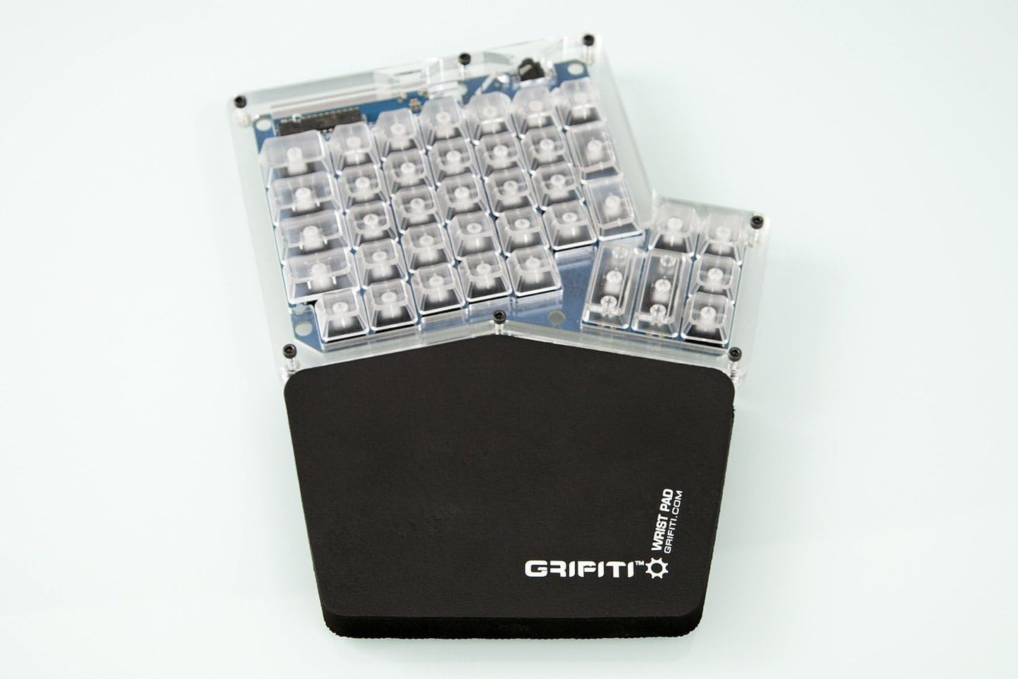 GRIFITI Fat Wrist Pad Ergodox 2 Piece Set 6.5" x 4.2" x 0.75" Mirror Wrists Rests Support Accessories for Gaming Computer Keyboard Sets - Hand Rest Ergonomic Keyboards Pads Palm Resting (Black Nylon)