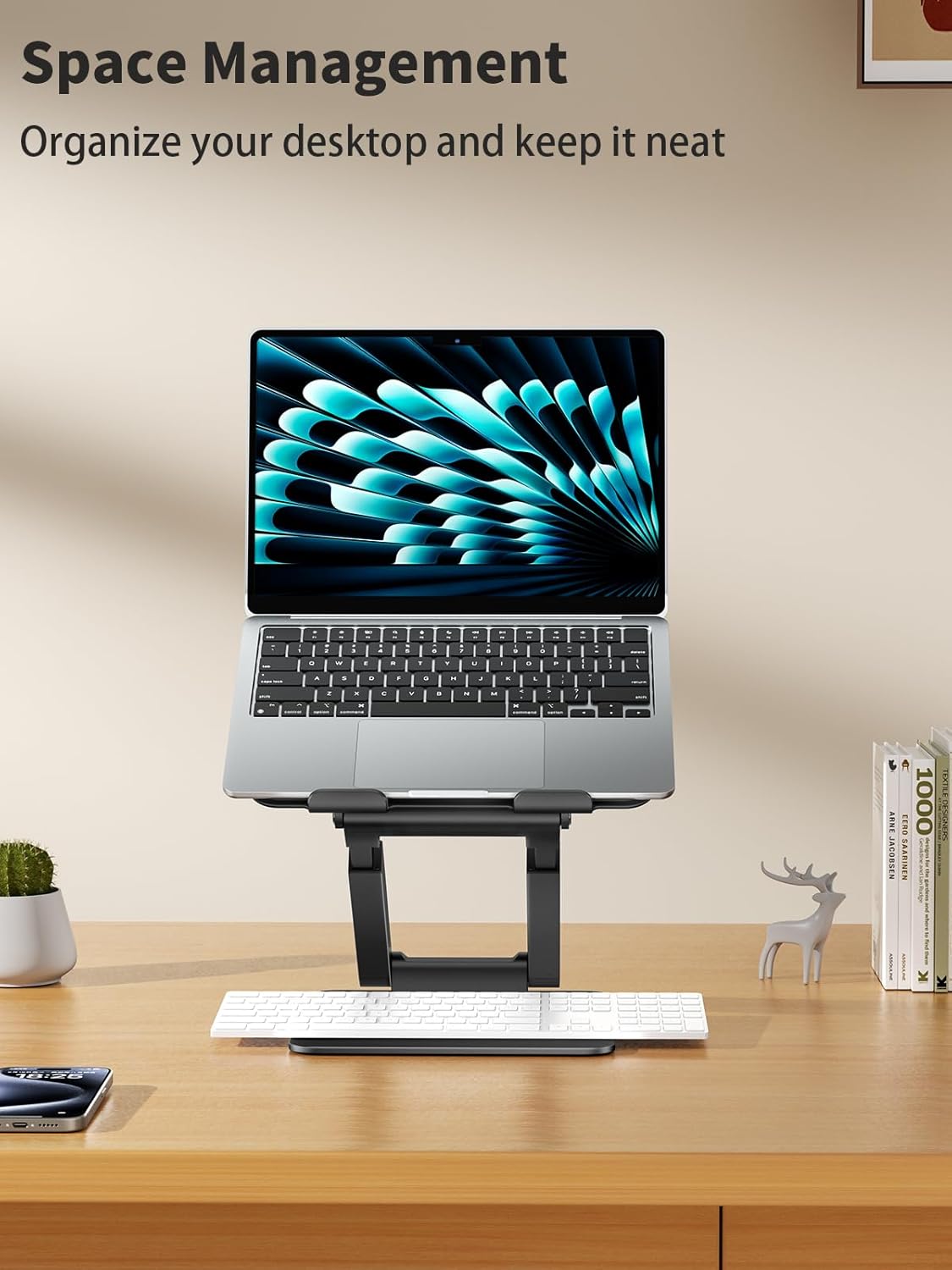 tounee Laptop Stand for Desk Adjustable Height, Telescopic Computer Stand with Pull Out Design Ergonomic Laptop Riser Fits All Laptops 10-17"-Silver