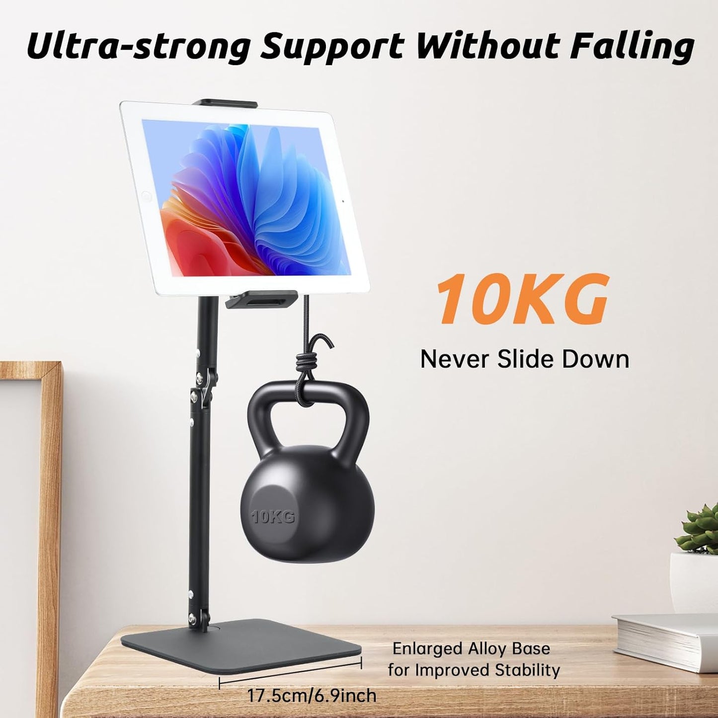 UTEBIT Adjustable Phone Stand for Desk, 11.8''-17.7''Height Adjustable Phone Holder for Desk Recording, Retractable Cell Phone Tablet Stand Holder for 5.5''-9.5''Screen iPhone 17 16 15 Pro Max Android