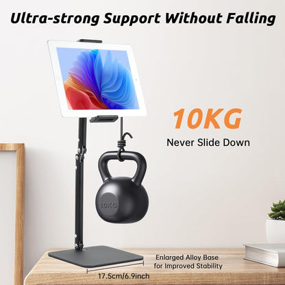 UTEBIT Adjustable Phone Stand for Desk, 11.8''-17.7''Height Adjustable Phone Holder for Desk Recording, Retractable Cell Phone Tablet Stand Holder for 5.5''-9.5''Screen iPhone 17 16 15 Pro Max Android