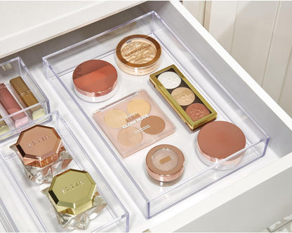 iDesign Makeup Drawer Organizer Tray for Vanity or Bathroom Countertop - Set of 2 - Clear