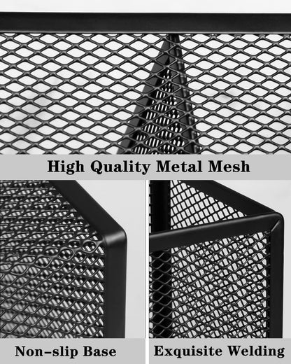 QYH Mesh Pencil Holder Metal Pen Cup Black for Desk 6 Packs, Office Caddy Storage