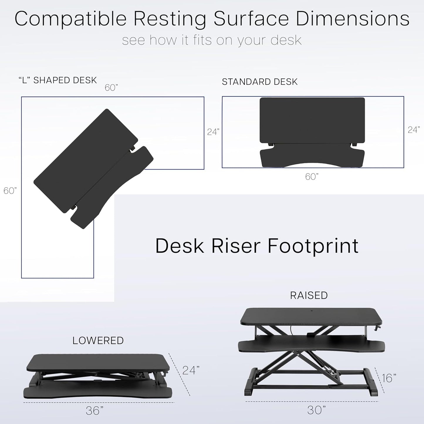 VIVO 26 inch Desk Converter, K Series, Height Adjustable Sit to Stand Riser, Dual Monitor and Laptop Workstation with Keyboard Tray, Black, DESK-V026KB