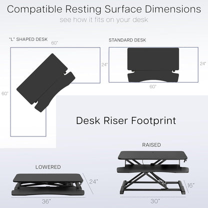 VIVO 26 inch Desk Converter, K Series, Height Adjustable Sit to Stand Riser, Dual Monitor and Laptop Workstation with Keyboard Tray, Black, DESK-V026KB