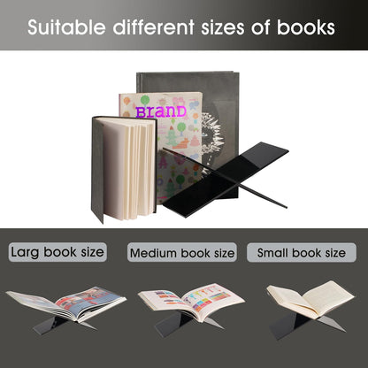 Large Clear Acrylic Book Stand - Perfect for Displaying Open Books on Your Coffee Table - Ideal for Bibles, Cook Book, Guest Books, Magazines, with a Lucite Paperweight(Marble Pattern)