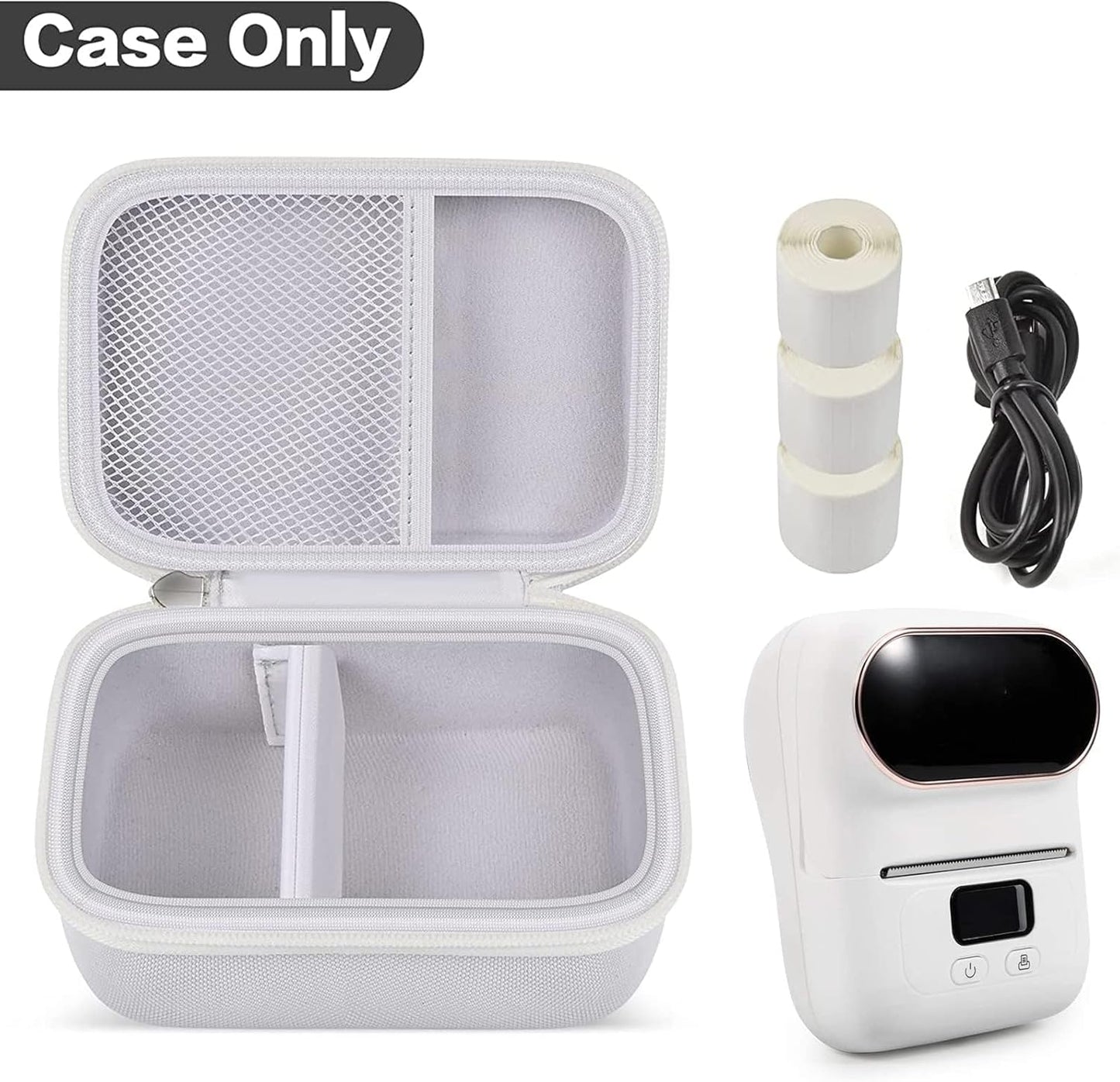 Boobowl Case Compatible with Phomemo M110 Label Maker - Portable Mini Bluetooth Thermal Label Maker Carrying Storage Bag for Printer Labels, USB Cable and Accessories (Box Only) - Orange
