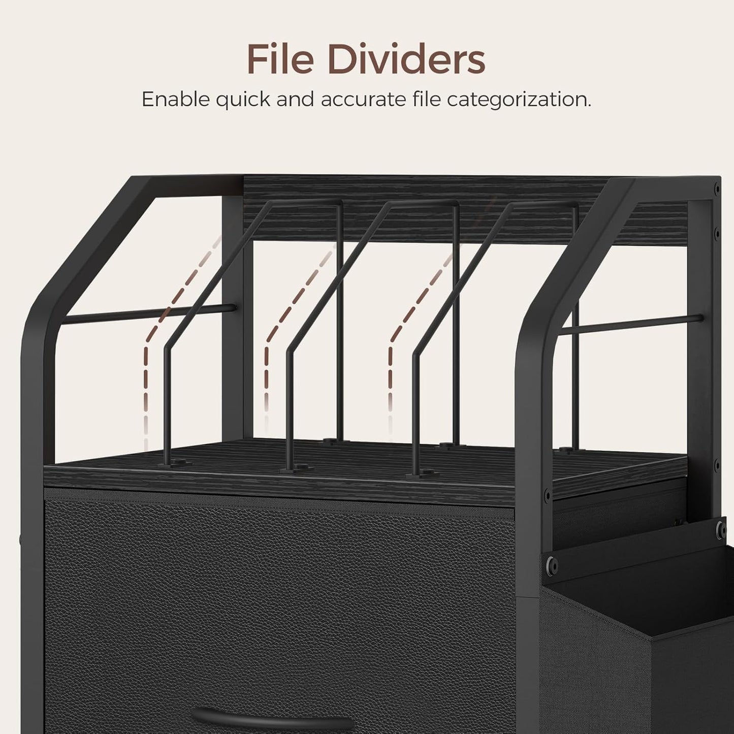 MAHANCRIS Small File Cabinet, Rolling Filing Cabinet for Under Desk with Divider, Single Non-Woven Fabric Drawer File Organizer for A4/Letter Size Documents, Under Desk Storage, Rustic Brown FCHR3001