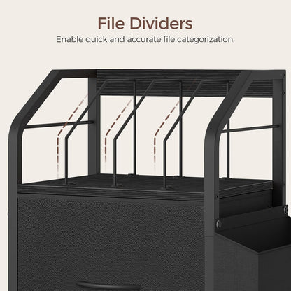 MAHANCRIS Small File Cabinet, Rolling Filing Cabinet for Under Desk with Divider, Single Non-Woven Fabric Drawer File Organizer for A4/Letter Size Documents, Under Desk Storage, Rustic Brown FCHR3001