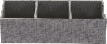 Household Essentials Grey 727-1 Deep 3 Section Drawer Organizer Box for Storage | 12 in x 6.13 in x 3.13