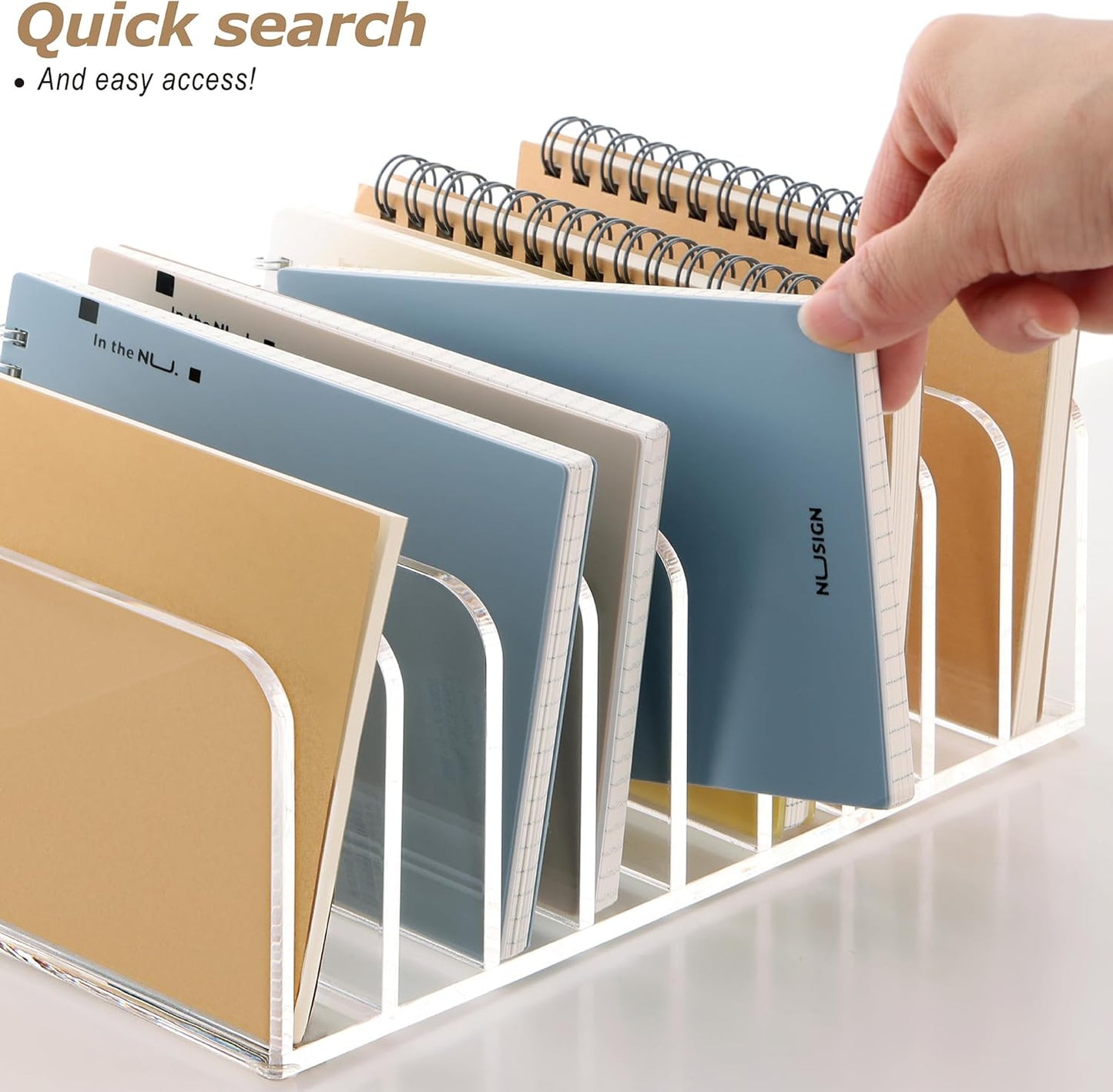 SANRUI Acrylic File Mail Desktop Organizer Sorters,3 Compartments Laddered Clear Desk Letter Organizer Office Document Sorter,Multifunction Envelope Folder Racks Holders for Office,Home, School