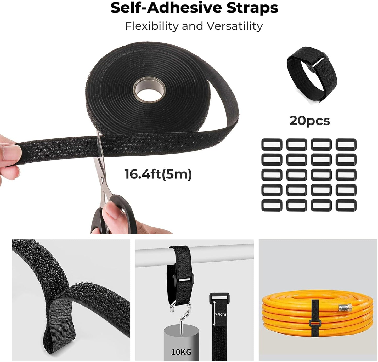 Cable Management Organizer Kit, Desk Cable Organizer, Cable Management Under Desk, Wire Management and Cord Organizer for Home, Office, Standing Desk