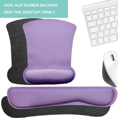 Keyboard Wrist Rest Pad Mouse Pad with Wrist Support Set of 3, Gaming Mousepad with Non-Slip Rubber Base, Ergonomic Memory Foam Mouse Cushion Support for Home Office Laptop Computer, Navy Blue