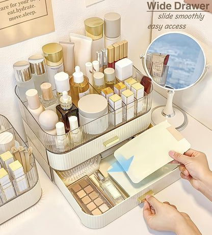 Stackable Cosmetics Organizer Drawers, Bathroom Vanity Makeup Organizers and Storage, Ideal for Desk and Dresser Countertops, Great for Palette, Skincare, Lipsticks, Nail Care. Green