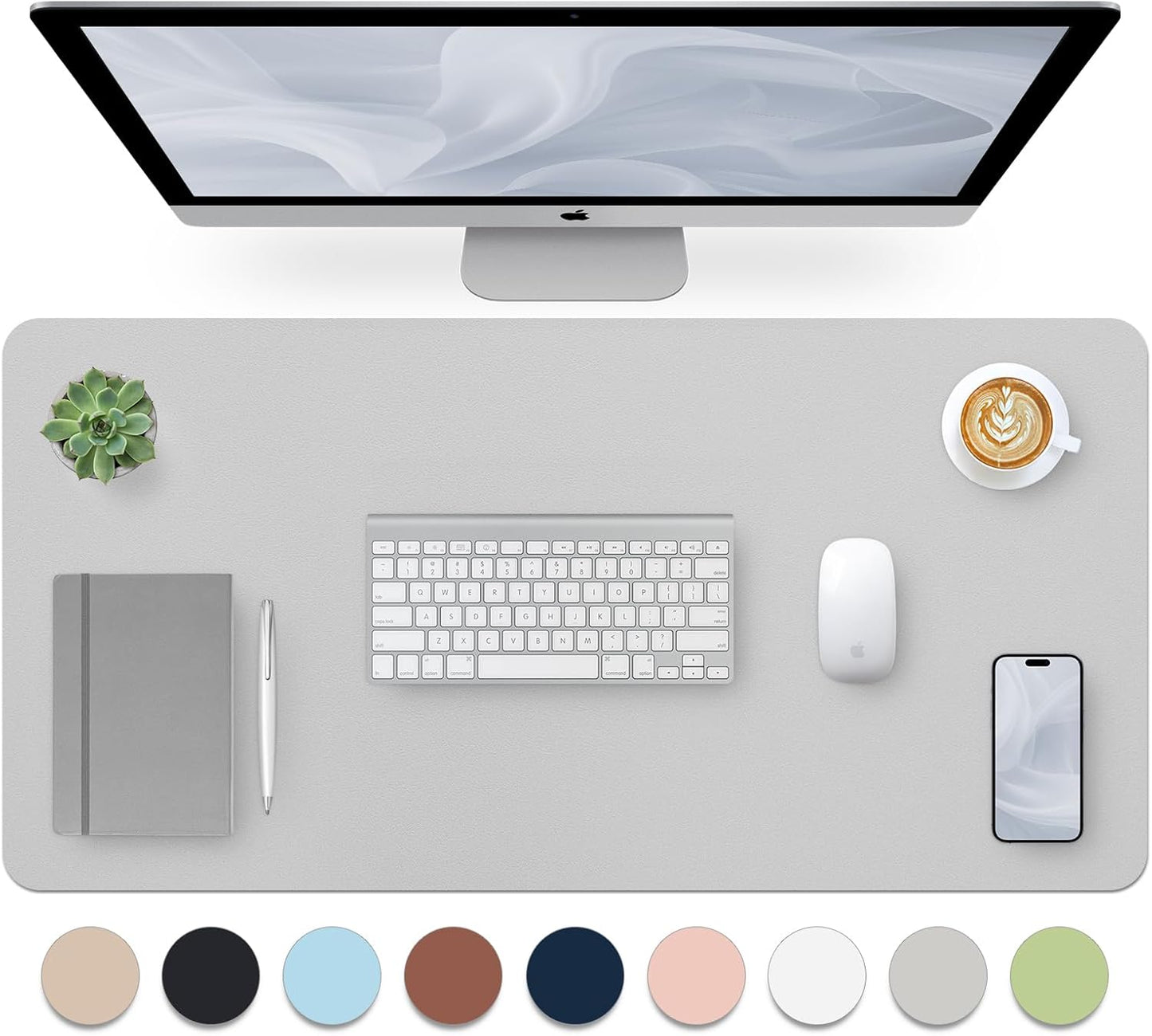 Bloss Leather Desk Pad and Keyboard Wrist Rest, Large Mouse Pad + Keyboard Pad+Mouse Wrist Support, Non-Slip Desk Mat Protector for Office, Home(31.5×15.7 Inches,Beige)