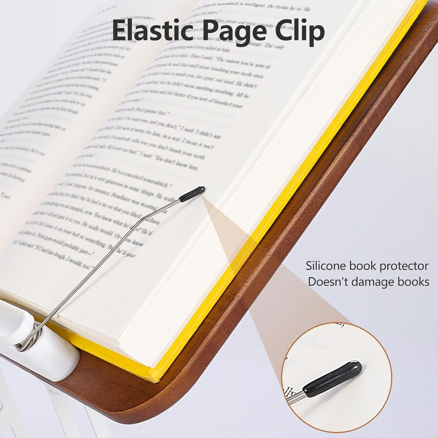 360° Rotating Book Stand for Reading, Adjustable Foldable Book Holder for Reading, Cooking, Office, Compatible with Cookbooks, Textbooks, Tablets, Sheet Music, and Laptops (Black Walnut)