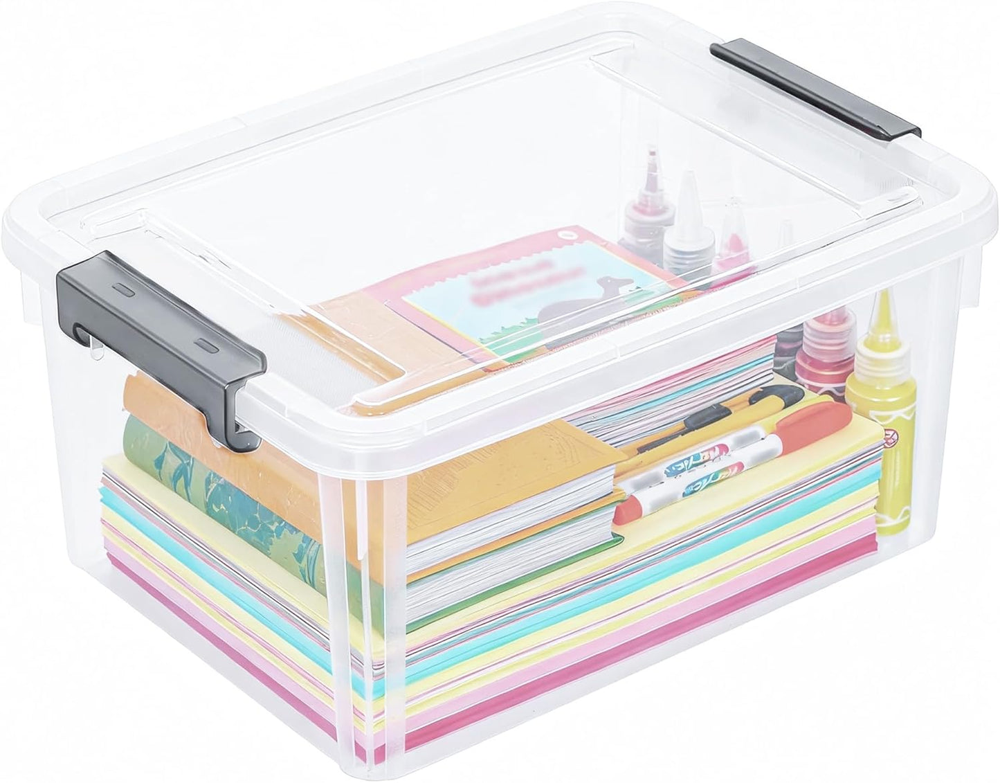 Citylife 17 QT Plastic Storage Bins Clear Storage Box with Lids Multipurpose Stackable Storage Containers for Organizing Tool, Craft, Crayon